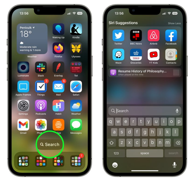 卡若苹果手机维修分享升级到 iOS 16 后，如何删除主屏幕上的搜索按钮 