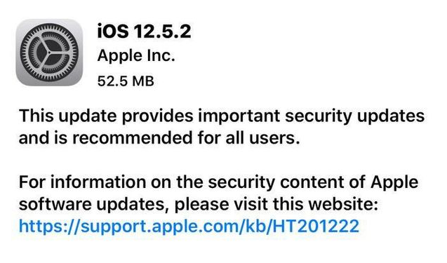 卡若苹果手机维修分享iOS12.5.2发布，建议所有老苹果用户安装 